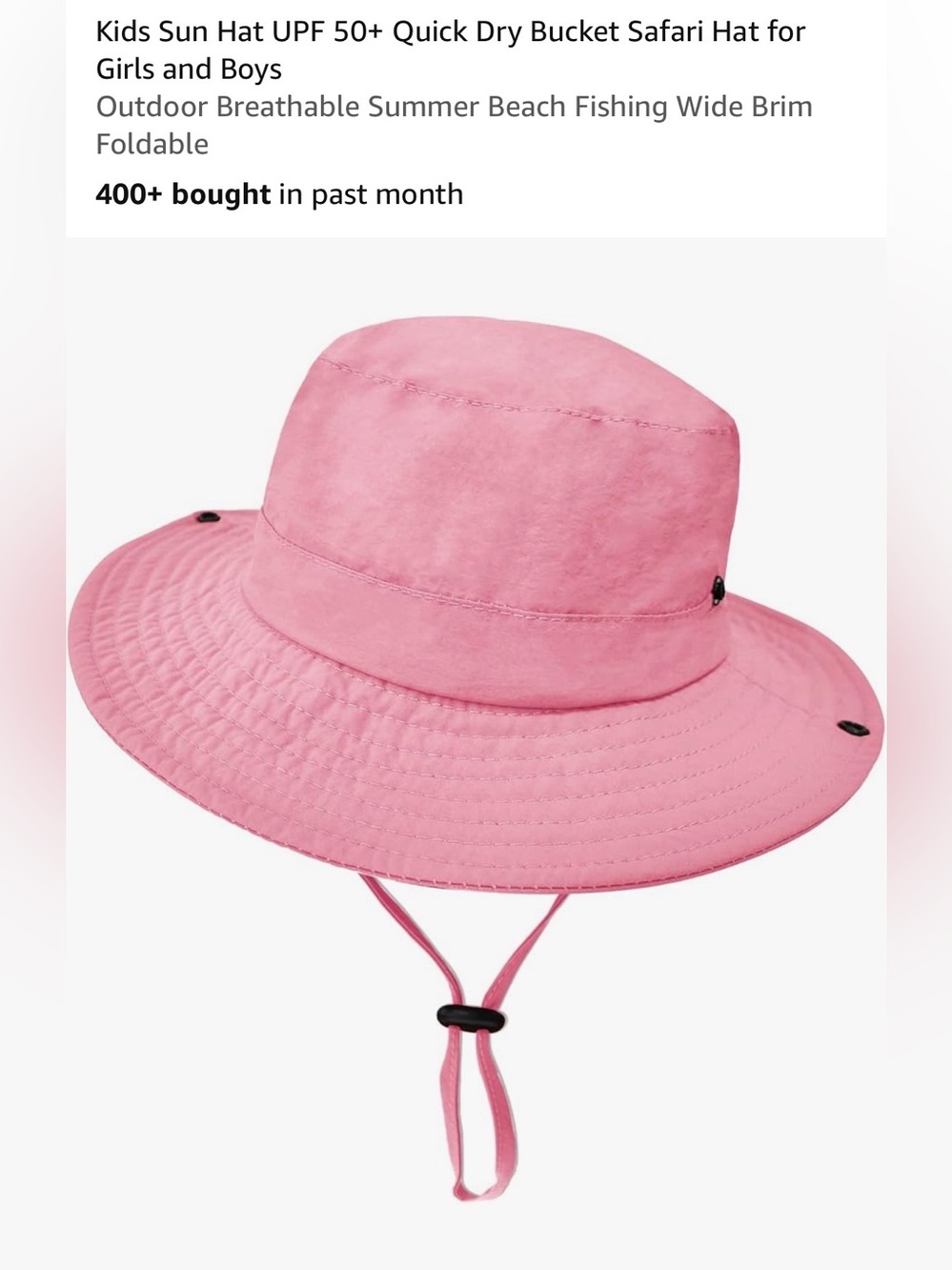 Kids Pink Sun Bucket Hat - UPF 50+ Quick Dry